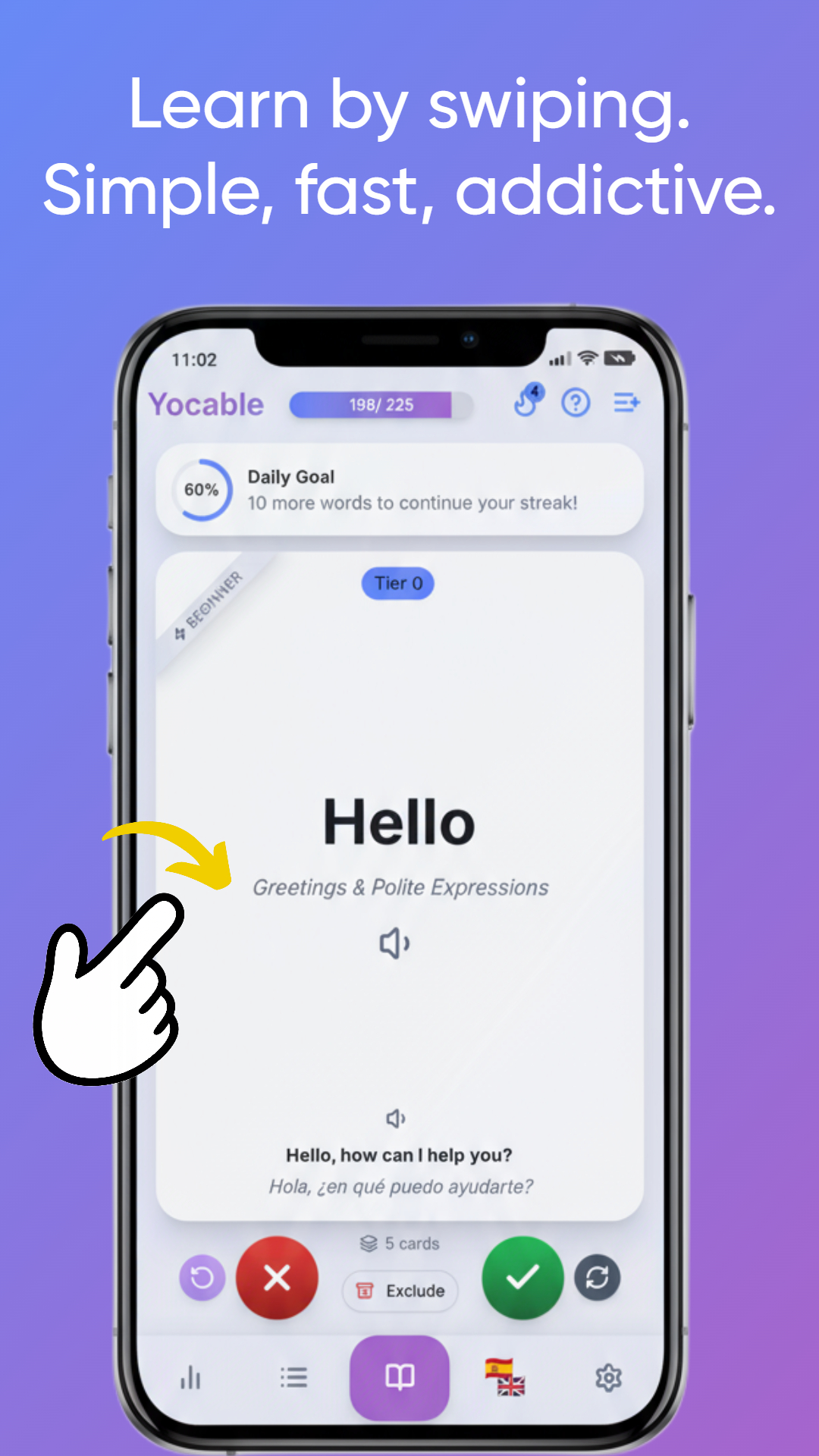 Swipe-based review screen