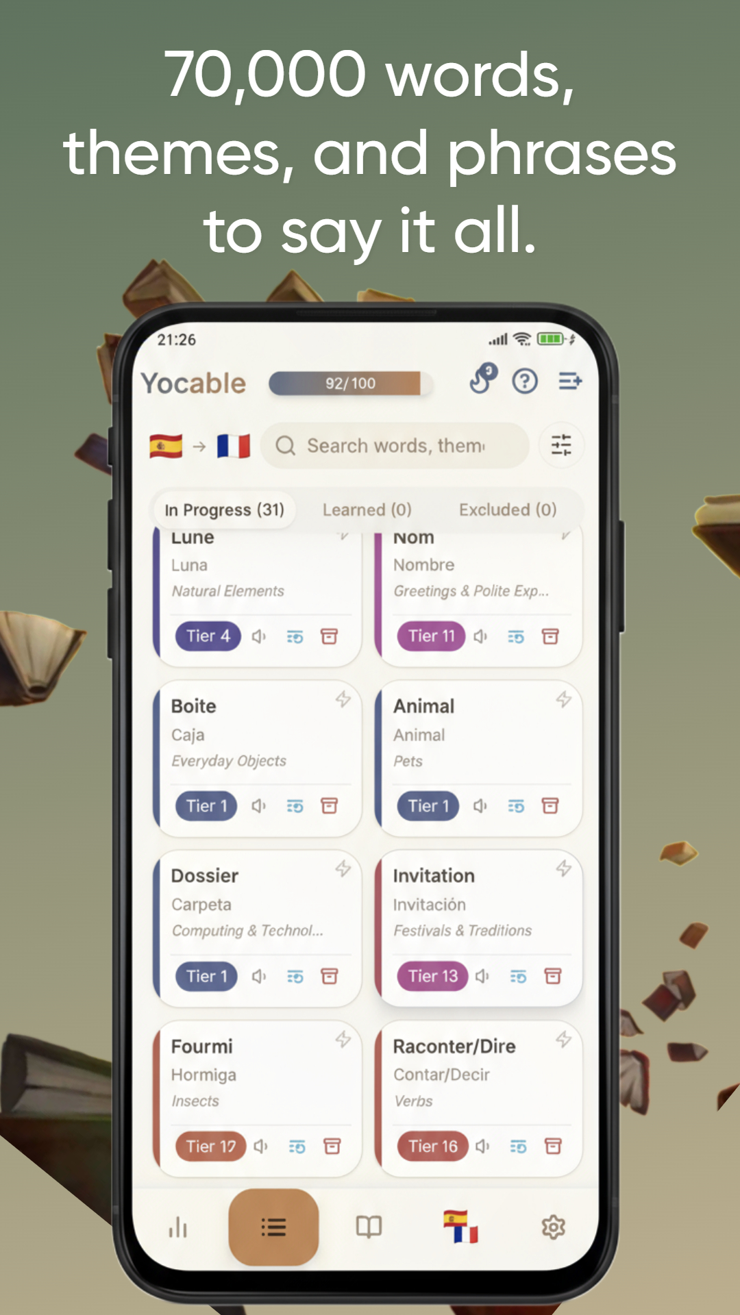 Thematic lists and custom vocabulary